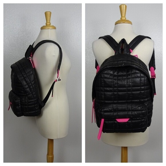 Kate Spade NY Softwear Quilted Nylon Medium Backpack Laptop Bag Black Pink NWT main image 14